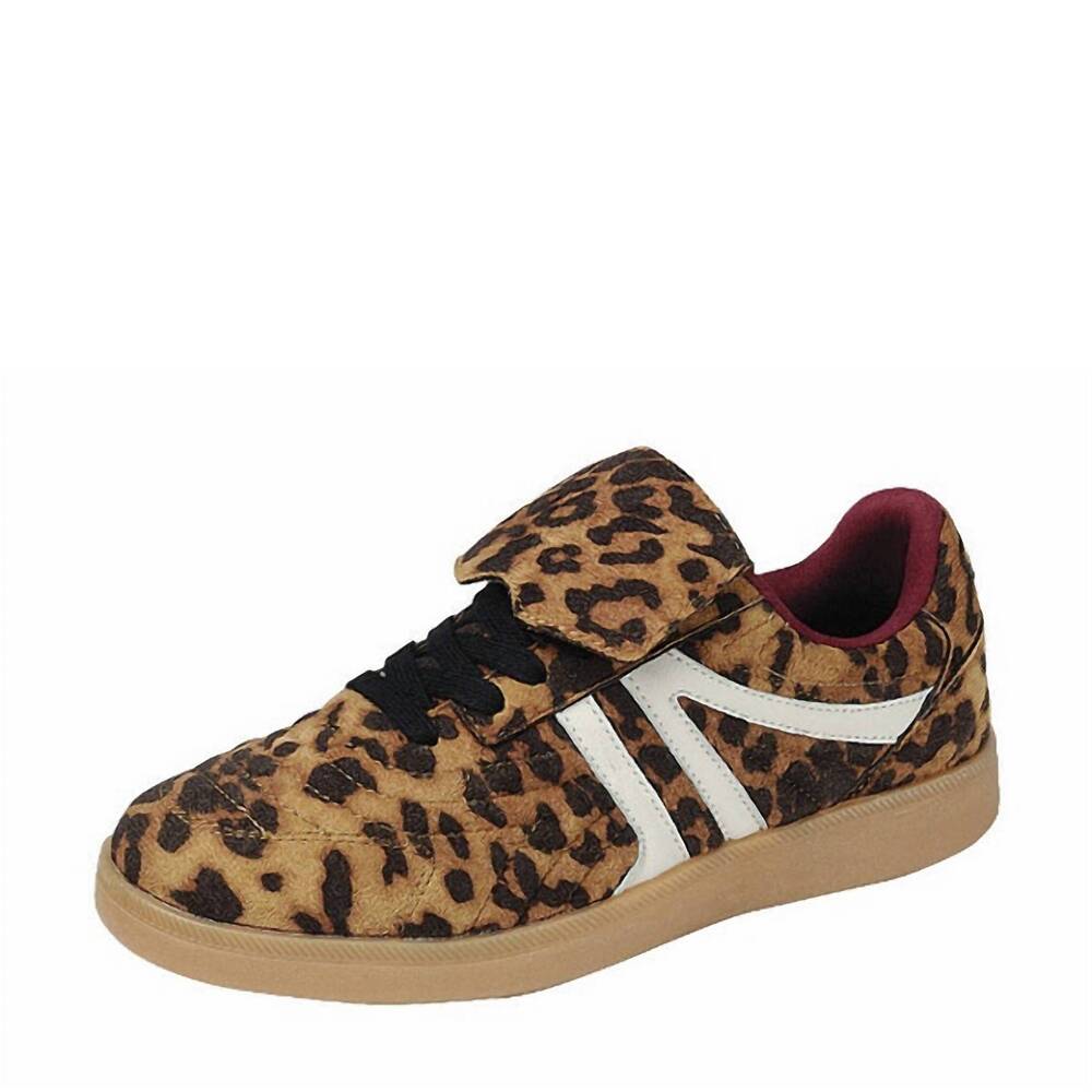 NEW LA SHEELAH women's modern-30 style sneaker with tongue flap in leopard